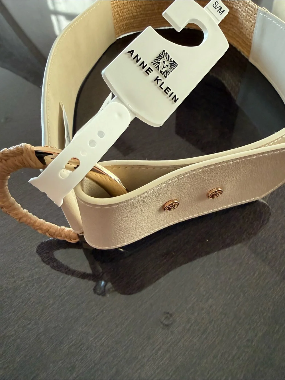 Anne Klein  Belt with Straw-Wrapped Round Buckle